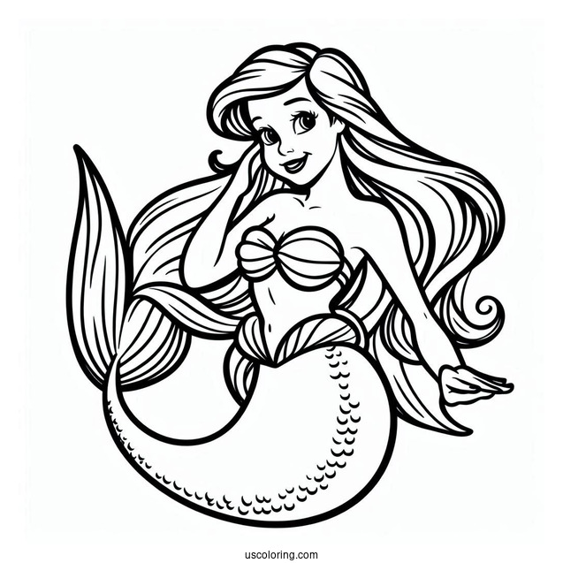 Easy Outline Of Mermaid Ariel