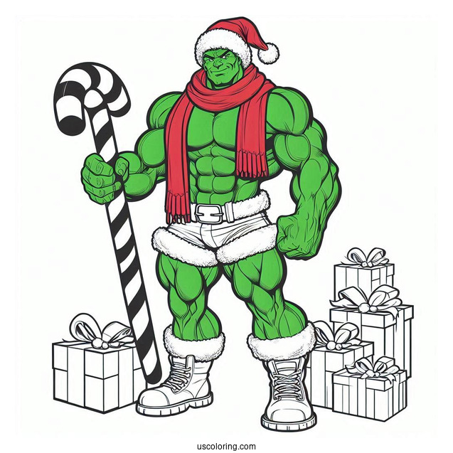 Christmas Inspired Hulk Coloring Page