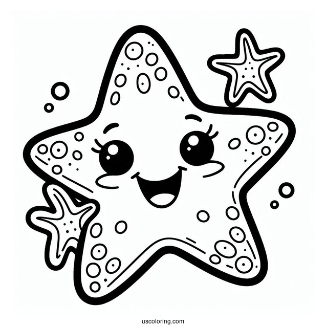 Smiling Cartoon Starfish Coloring Page