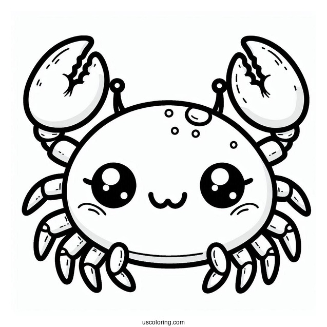 Kawaii Smiling Crab Coloring Page For Preschoolers