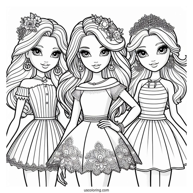 Barbie Version Of Polly Pocket Coloring Page, Shani, And Lila
