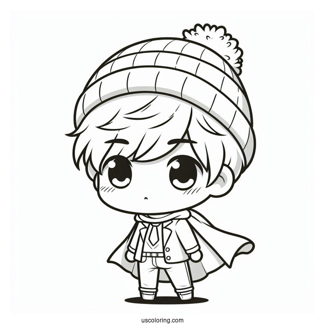 Cool Chibi Boy Coloring Page For Kids