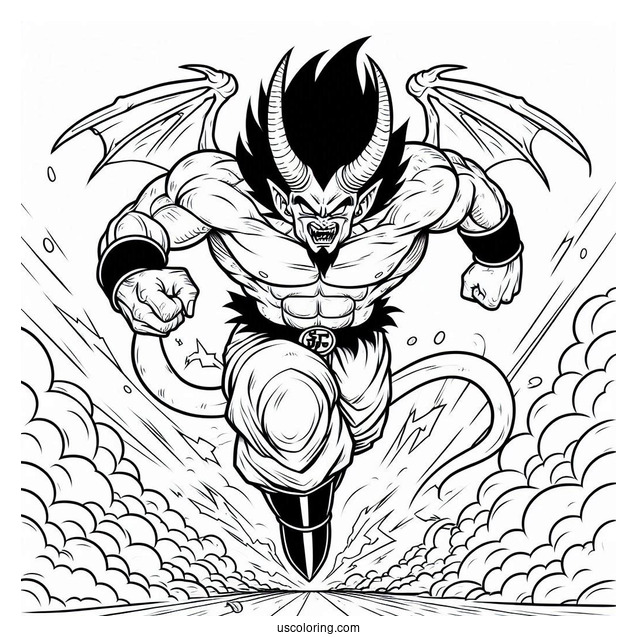 Dragon Ball Z Coloring Page Of Mr. Satan Charging Forward