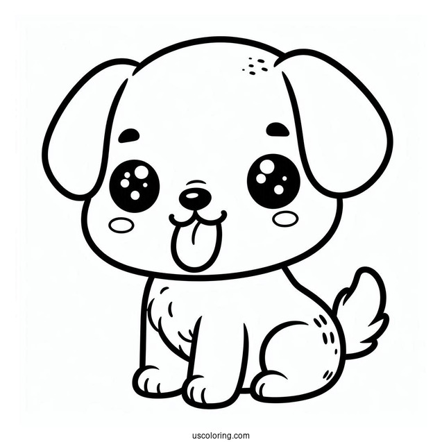 Adorable Puppy With Tongue Out Coloring Page For Preschoolers
