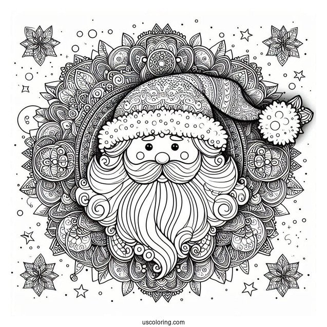 Detailed Santa Claus Mandala For Adults