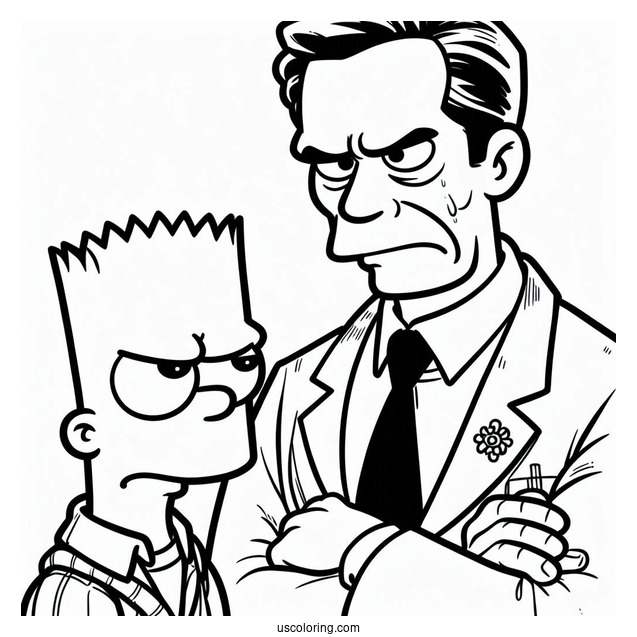 Simpsons Coloring Pages Of Combic Book Guy Jeff Albertson Frowning At Bart Simpson
