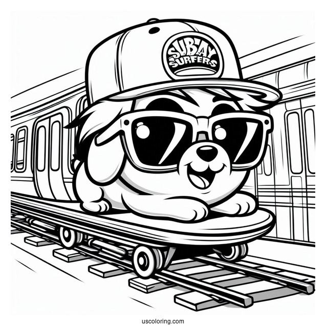 Subway Surfers Coloring Page Jake In Sunglasses For Kids