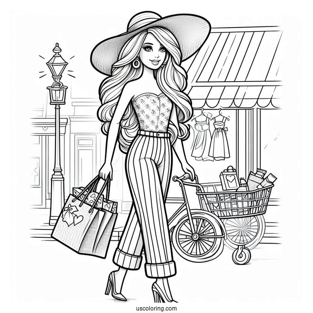 Barbie Out Shopping Coloring Sheet