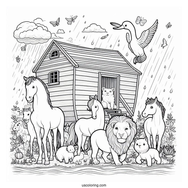 Animals Leaving Noah's Ark Coloring Page