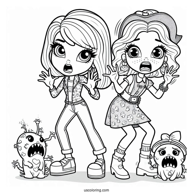 Polly Pocket Coloring Page Of Shani Smith And Lila Draper Acting Scary