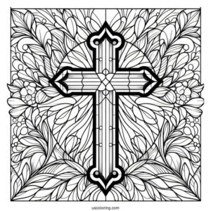 Simple Cross Stained Glass Coloring Page