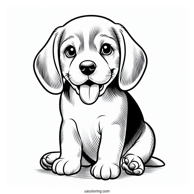 Beagle Puppy With Tongue Out Coloring In