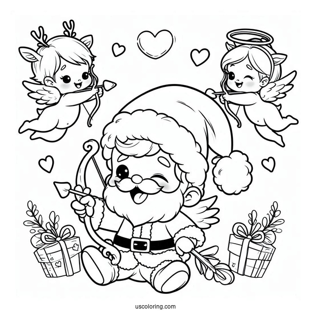 Cheeky Santa Decorating Cupids Antlers