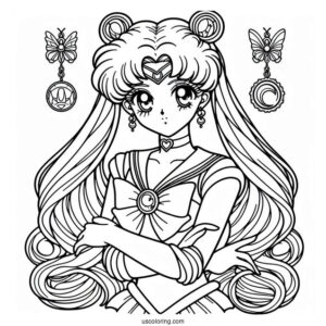 Detailed Coloring Sheet Of Sailor Guardians