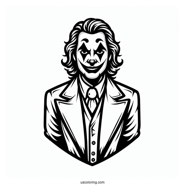 Simple Outline Of Joker Coloring In For Kids