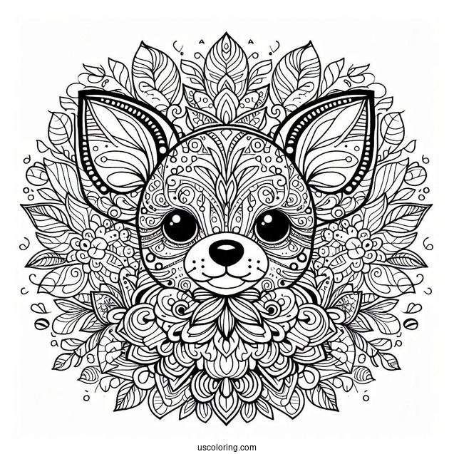 Intricate Chihuahua Coloring Page Mandala