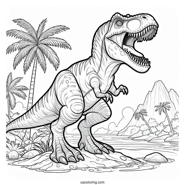 T-Rex Roaring Coloring Sheet