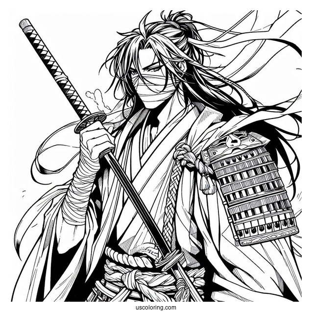 Manga Coloring Page Of The Elusive Samurai