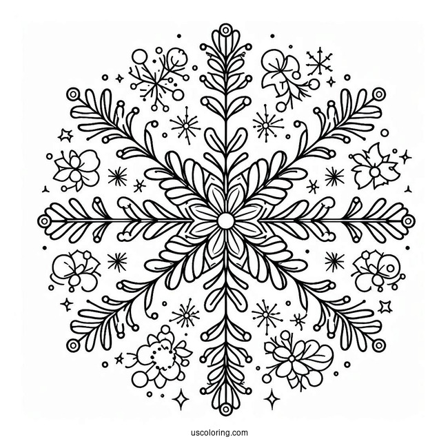 Blushing Snowflake Coloring Page For Kids
