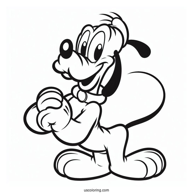 Pluto Coloring Page In Play Bow Pose For Kids