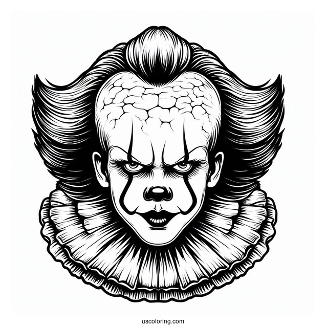 Scary Pennywise Coloring Page Of Face For Kids