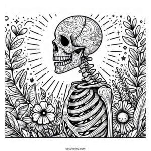 Detailed Skeleton Coloring Page In Nature