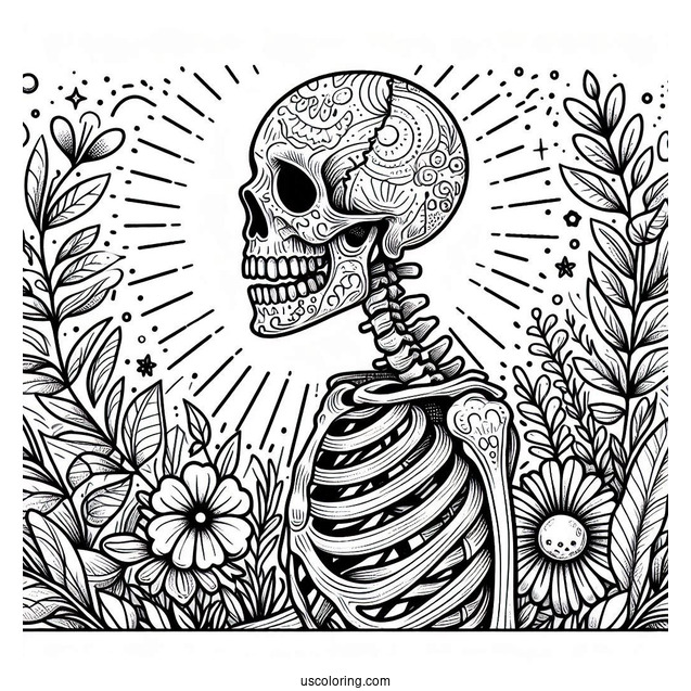 Detailed Skeleton Coloring Page In Nature