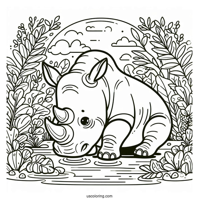 Easy Rhino Coloring Sheet For Kids