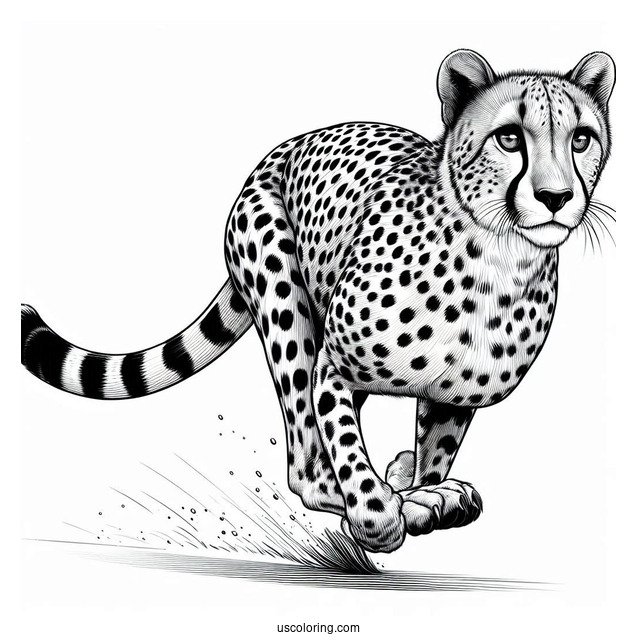 Realistic Cheetah Coloring Page In Mid Run