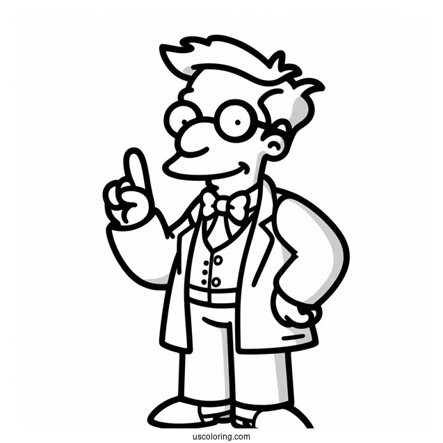 Simpsons Coloring Pages Of Simple Professor Frink For Kids
