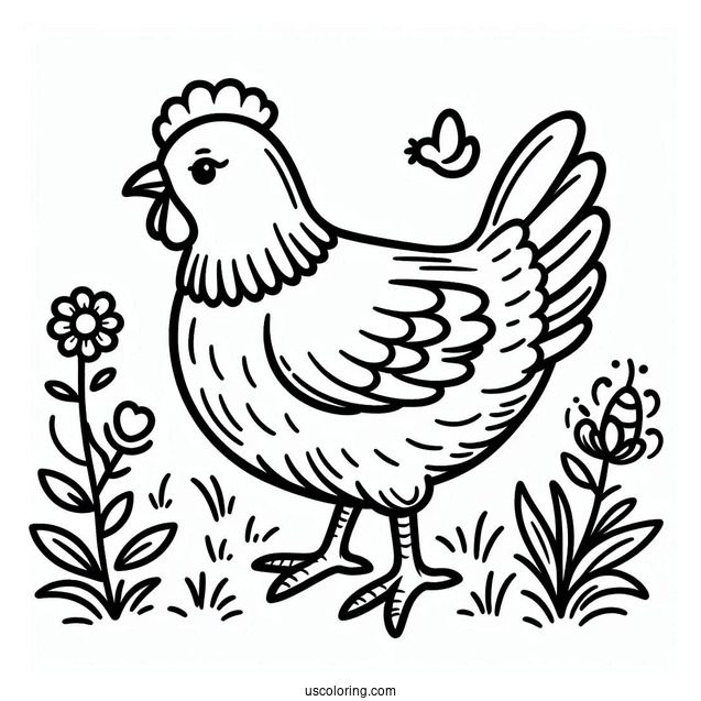 Simple Outline Of a Chicken To Color