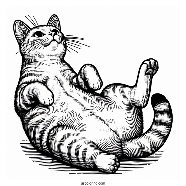 Adult Cat Exposing Belly