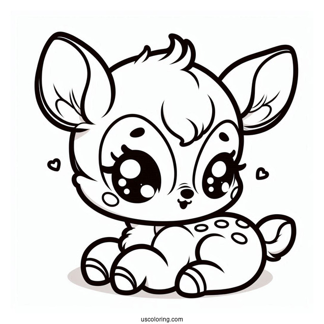 Kawaii Baby Bambi Coloring In