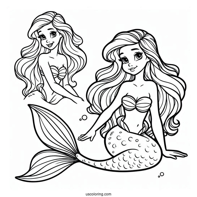 Easy Outline Of Mermaid Ariel