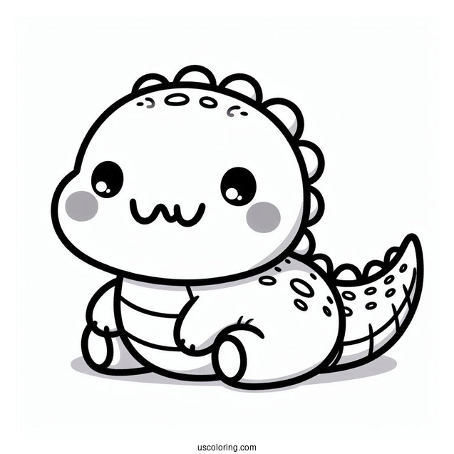 Kawaii Themed Crocodile Coloring Sheet
