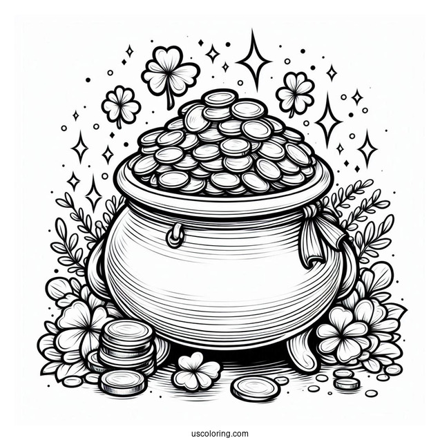 Large Pot Of Gold To Color