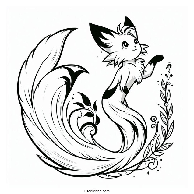 Tails Coloring Page Waving While Flying