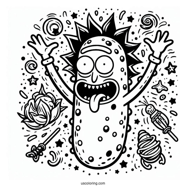 Pickle Rick Coloring Page