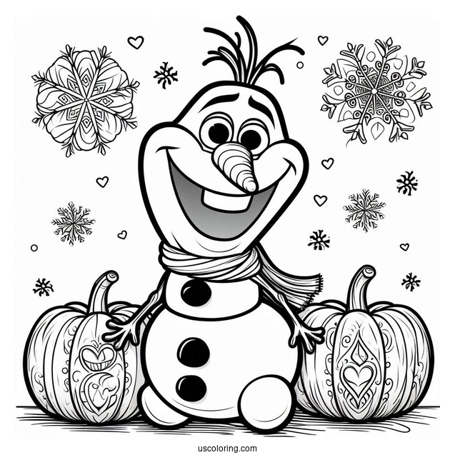 Olaf Halloween Theme With Pumpkin Head To Color