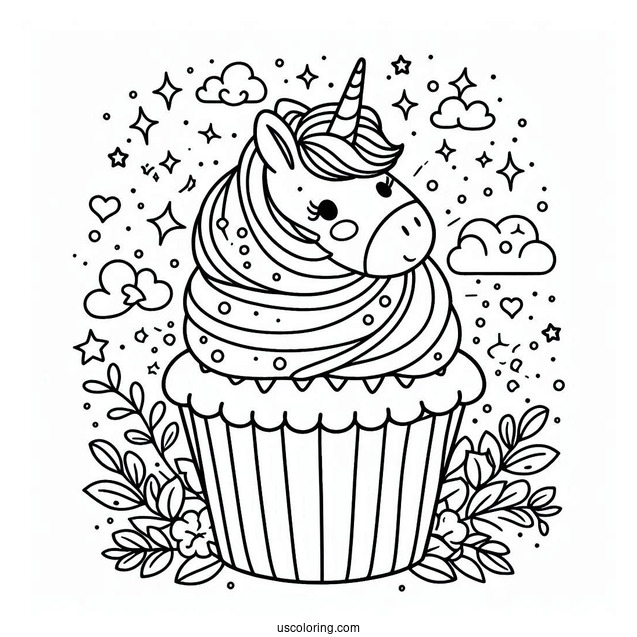 Unicorn Themed Cupcake