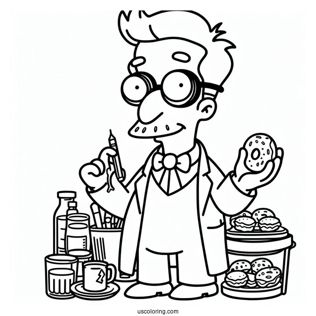 Simpsons Coloring Pages Of Simple Professor Frink For Kids