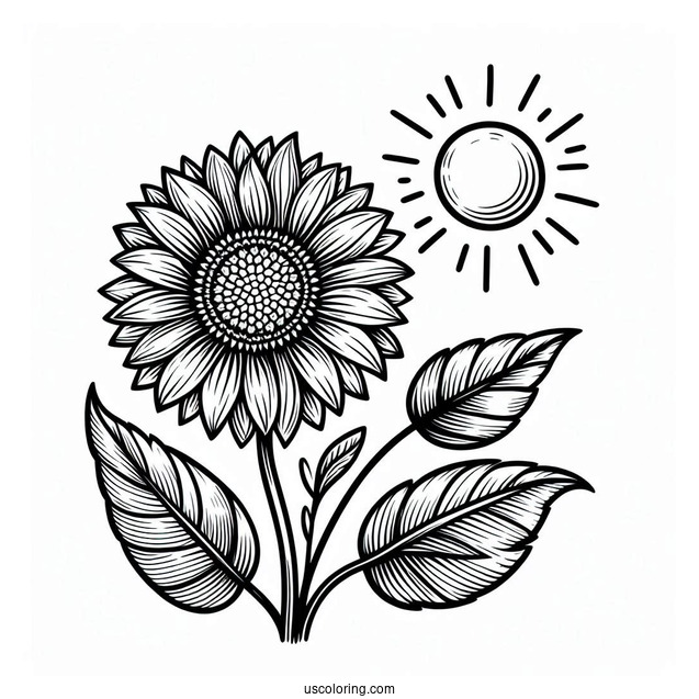 Flower Coloring Pages Of Cartoon Sunflowers In The Sun