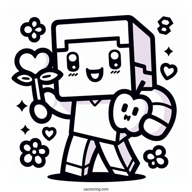 Cute Kawaii Minecraft Steve For Coloring