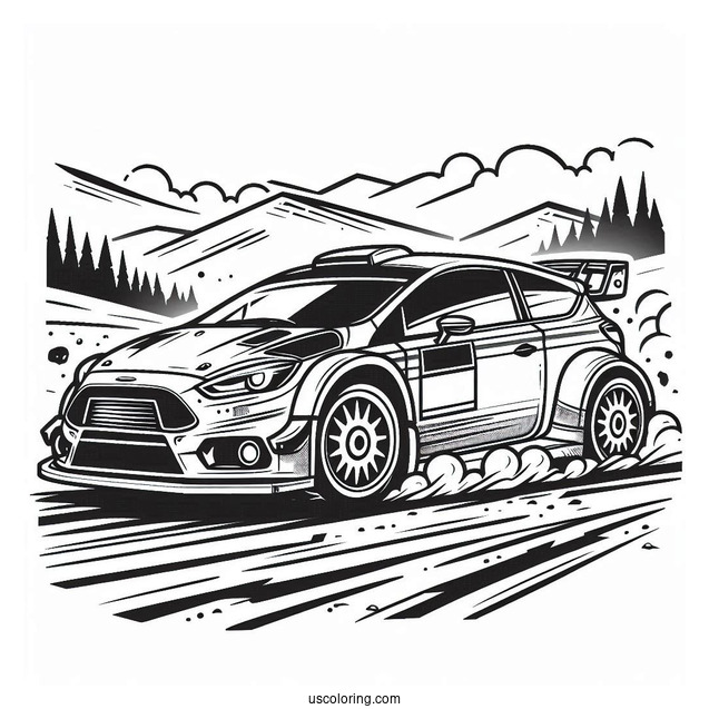 Coloring Page Of Rally Car Racing