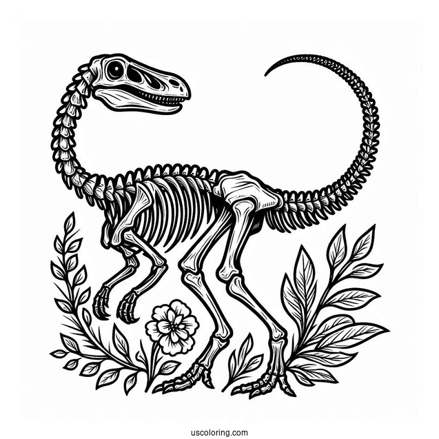 Parasaurolophus Coloring Page Skeleton