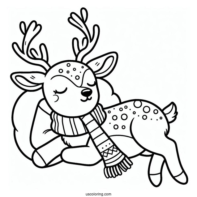 Relaxing Reindeer Coloring Sheet For Adults