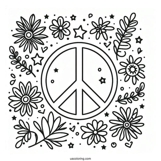 Easy Peace Coloring Page Sign To Color For Kids