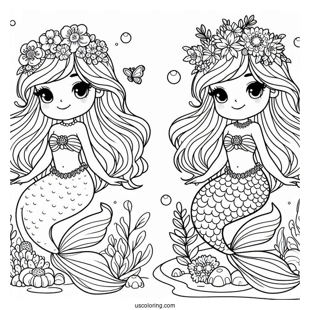 Young Mermaid Princess Coloring Page For Kids