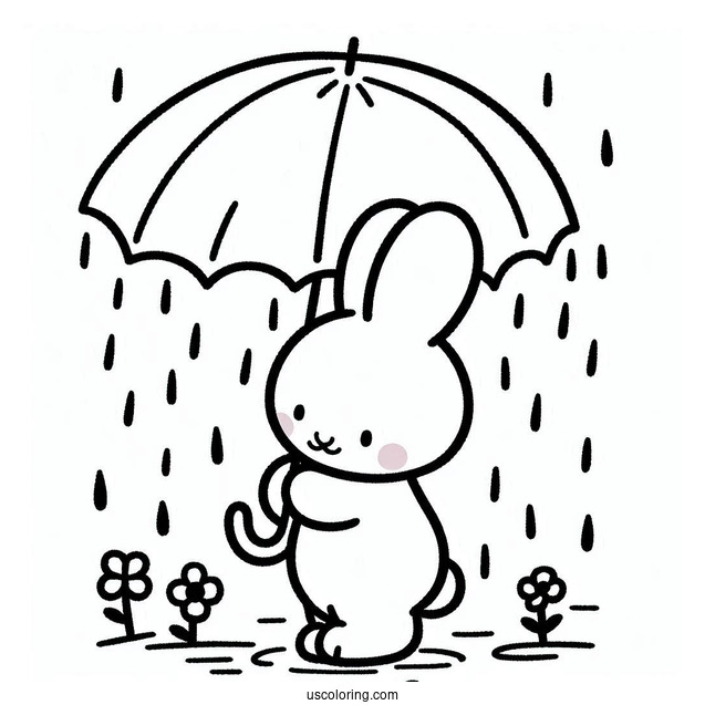 Miffy Coloring Page Of Melanie Sharing Umbrella In The Rain