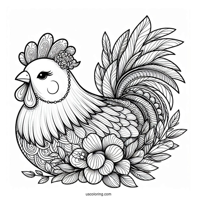 Chinese Silk Chicken Coloring Page